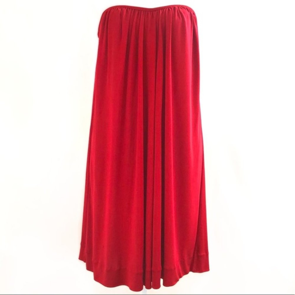 Elizabeth & James Red Silk Jersey Strapless Pleated Mini Dress, XS